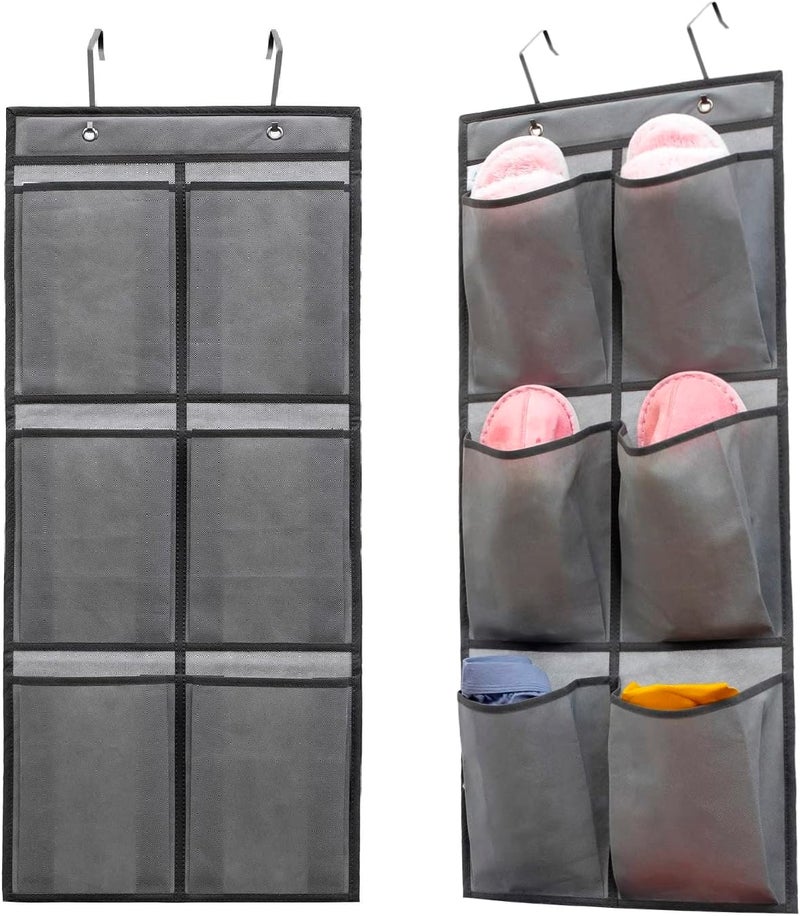 ANZORG 2 Packs Over The Door Hanging Closet Shoes Holder Organizer Shoe Storage Shoe Rack with 6 Pockets (Fabric Pockets) - Image 1
